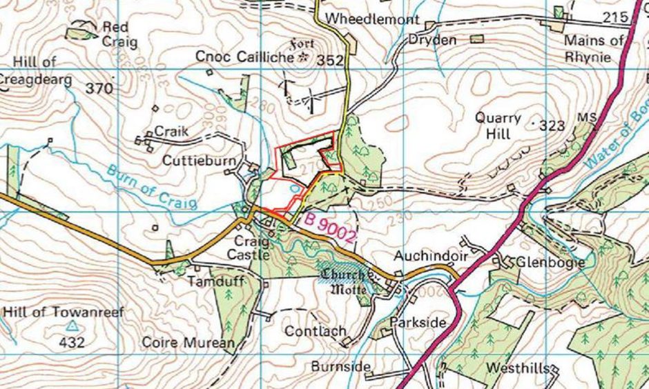 Map showing the location of the proposed Huntly quarry