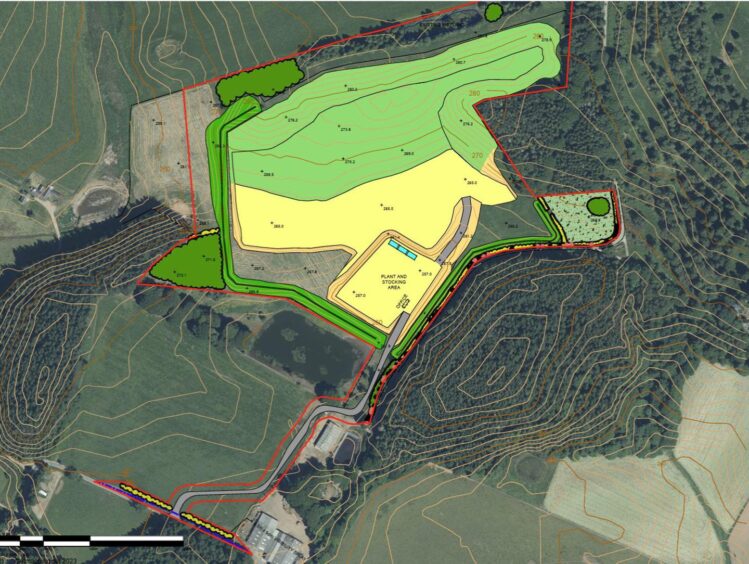 Map outlining the proposed Huntly quarry.