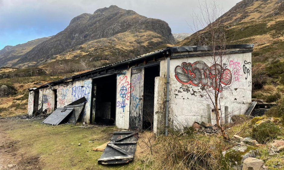 Fire at outbuildings of the former home of Jimmy Savile in Glen Coe.