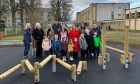 PTA and children at Gordon Primary School playground