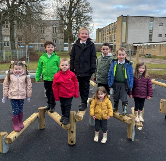 Pupils at Gordon Primary School playground