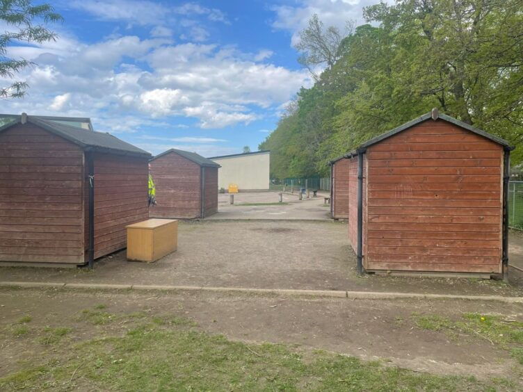 Four sheds in Huntly playground