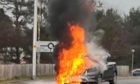 The car burst into flames near Banchory business park.