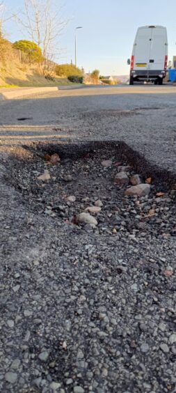 Potholes in Portree on Skye. 