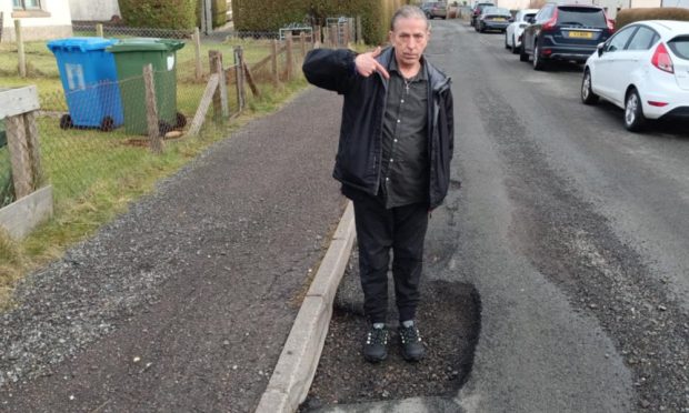 Pothole in Portree in SKye