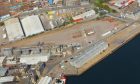 Aerial view of freight yard at Port of Aberdeen