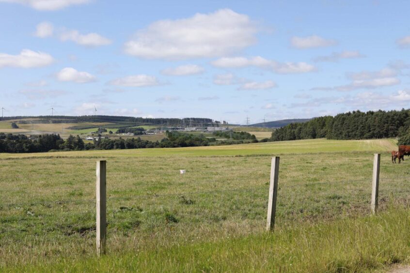 View looking south-west towards the site from Edindiach Road