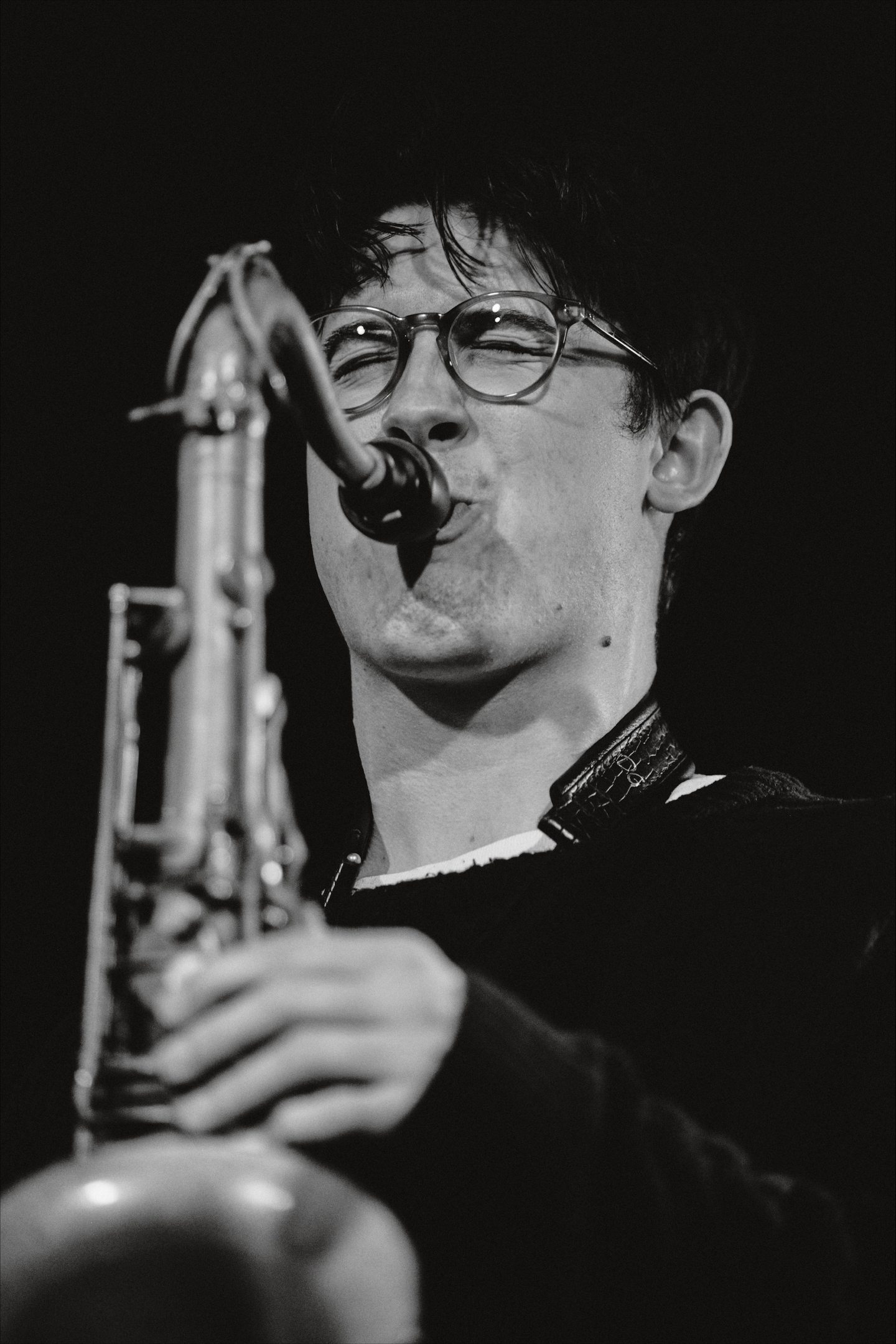 Aberdeen saxophonist Matthew Kilner playing a live concert. 