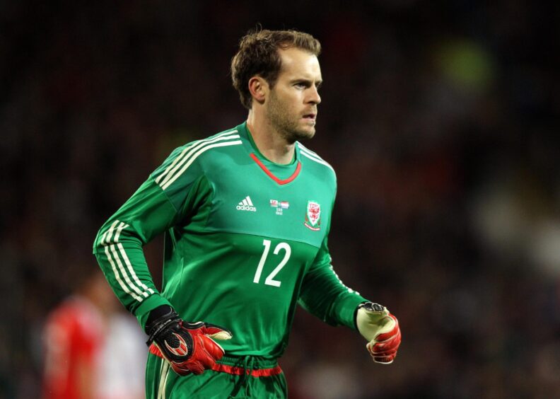 Goalkeeper Owain Fon Williams playing for Wales against the Netherlands in a friendly fixture on November 13, 2015 after coming on as a second half substitute in a 3-2 defeat. 