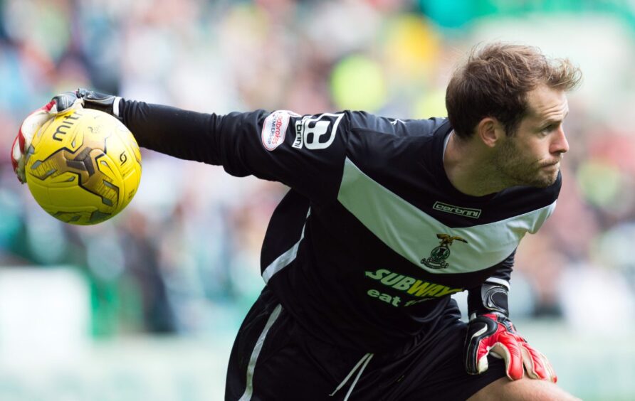 Goalkeeper Owain Fon Williams in action against Celtic for Inverness Caledonian Thistle at Celtic Park, Glasgow, on August 15, 2015 in the SPFL Scottish Premiership, 