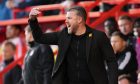 Aberdeen manager Jimmy Thelin on the touch line during the 2-2 draw with Dundee United at Pittodrie. Image: SNS