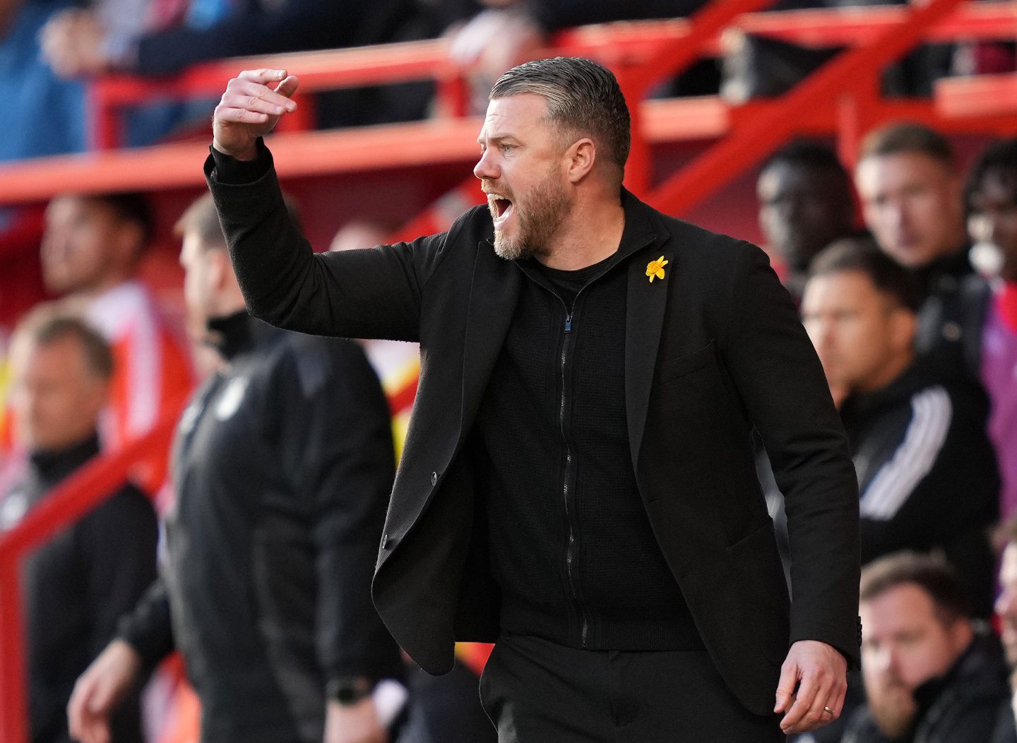 Aberdeen manager Jimmy Thelin on the touch line during the 2-2 draw with Dundee United at Pittodrie. Image: SNS 