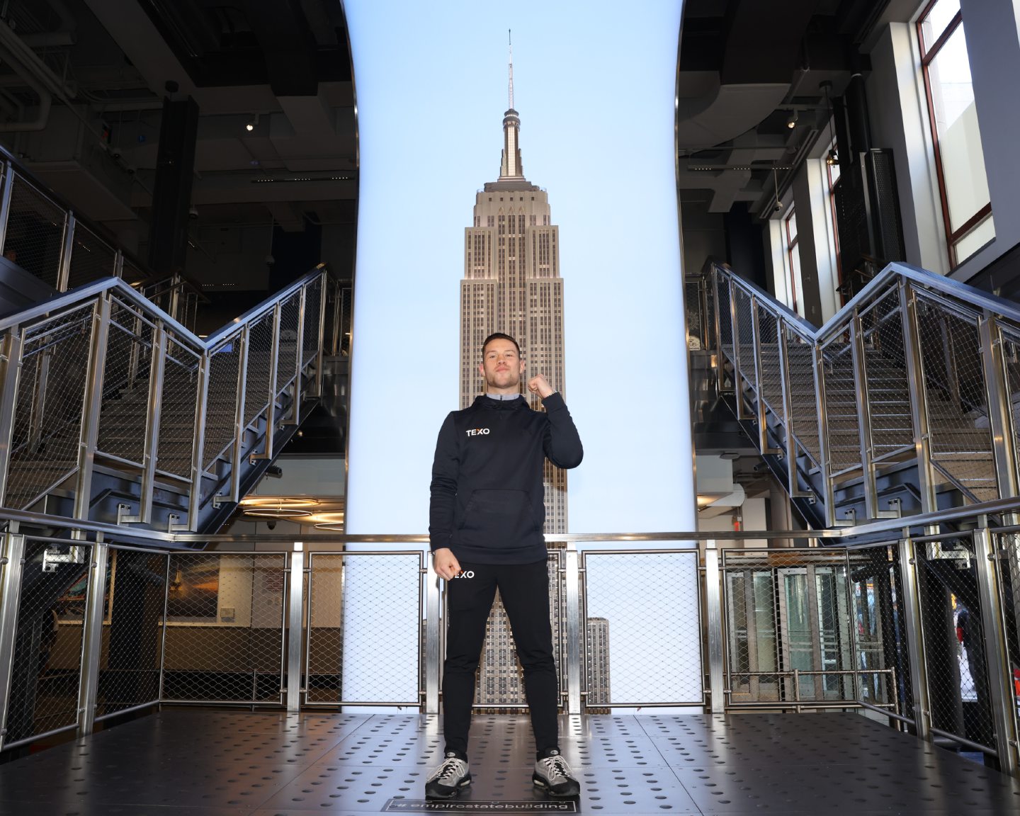 Aberdeen boxer Dean Sutherland at the Empire State Building in New York. Image: Shutterstock 