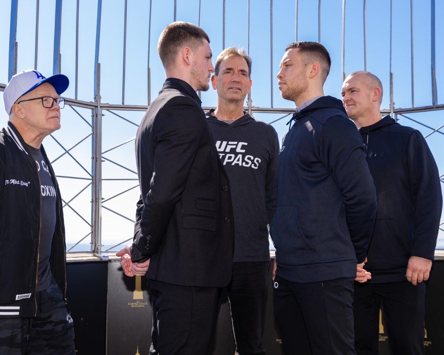 Boxers Callum Walsh (L) and Dean Sutherland (R) face off at The Empire State Building in New York. Image: Shutterstock 
