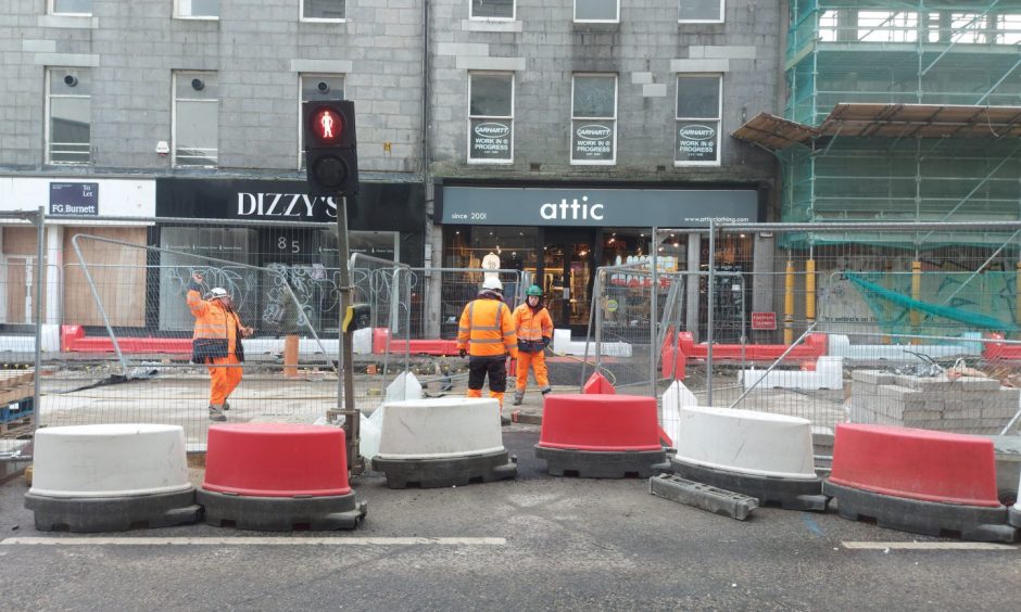 Union Street footpath, from the corner with Market Street to the Attic clothing shop.