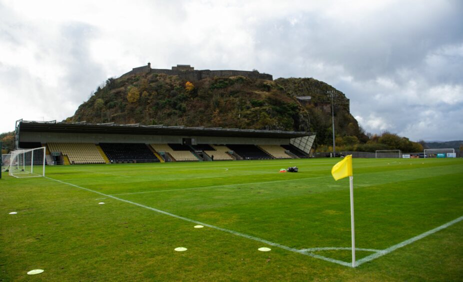 A general view from within the Marbill Coaches Stadium, Dumbarton, ahead of a League One fixture between Dumbarton and Inverness Caledonian Thistle on October 26, 2024. 