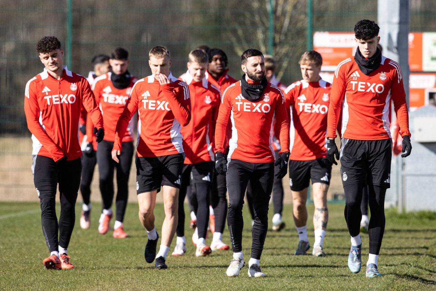 Aberdeen captain Graeme Shinnie (L) and Jack Milne in training ahead of the trip to St Johnstone. Image: SNS 