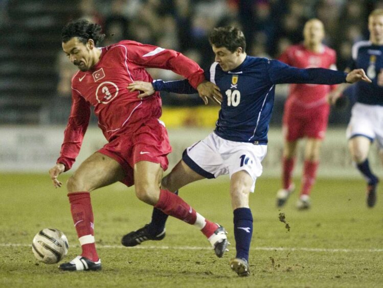 Former ICT star Craig Dargo in action for the Scotland "Futures" team against Turkey in March 2006.