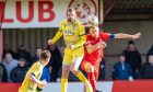 Brechin City's Cillian Sheridan up against Michael Finnis of Brora Rangers, right. Pictures by Jasperimage.