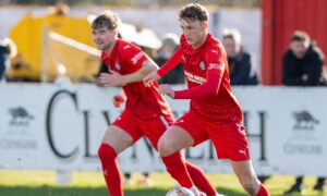 Connor Bunce on the ball for Brora Rangers. Image: Jasperimage.