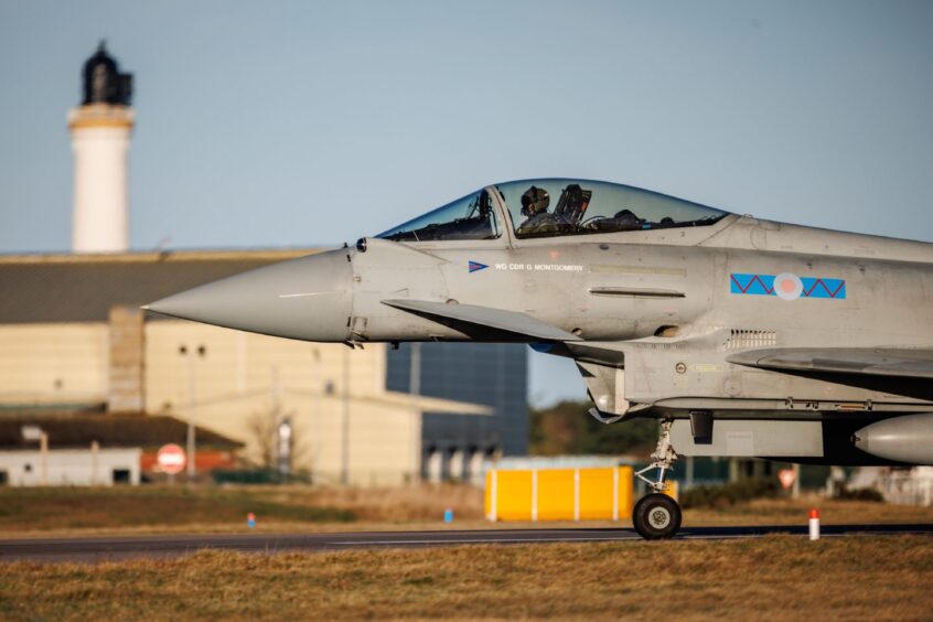 Typhoon jet at RAF Lossiemouth.