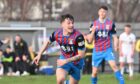 Alfie Bavidge celebrates his recent late winner for ICT at Dumbarton. Image: Dave Johnston