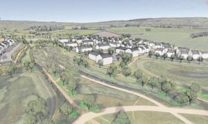 Artist impression of the Greenferns Landward development with the proposed landscaping and paths at Holmhead Burn Corridor. Image: Aberdeen City Council