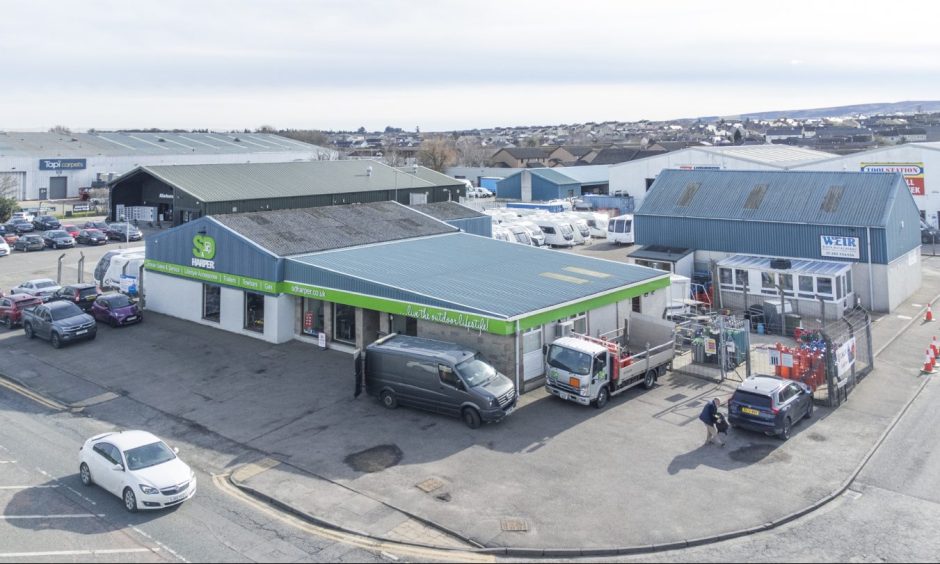 Drone image of S&D Harper shop. 