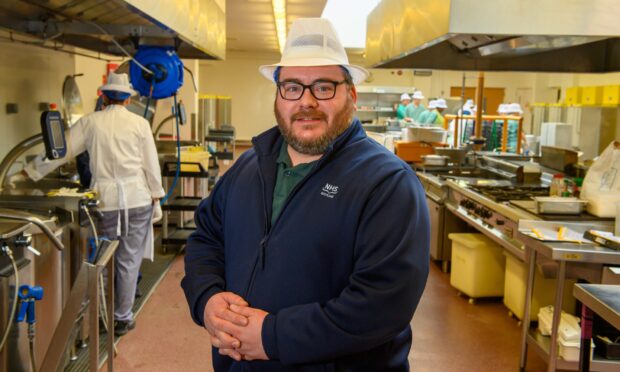 Stuart Donald in the kitchen at Aberdeen Royal Infirmary. The catering chief has worked there for a decade. Image: Kenny Elrick/DC Thomson