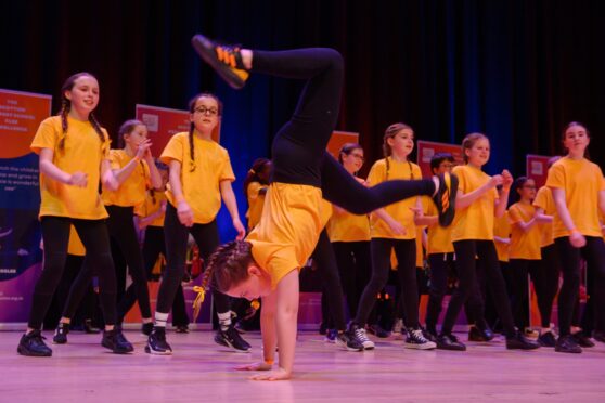 Broomhill Primary School performing on stage. Image: Kenny Elrick/DC Thomson