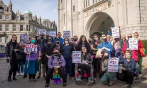 The group gathers in Broad Street to make their voices heard. Kath Flannery/DC Thomson