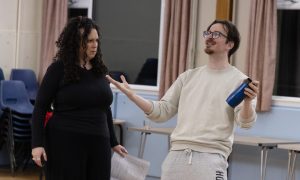 Lynsey Duncan and Grant Ogston in rehearsals for Witches of Eastwick