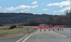 Road closure on A96 near Cairnie