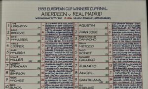 Clive Tyldesley's detailed match chart of Aberdeen v Real Madrid in 1983.