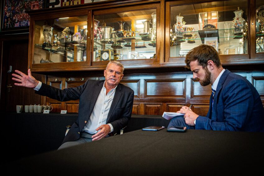 Aberdeen FC chairman Dave Cormack speaking to The Press and Journal about his stadium plans in 2022. Image: Wullie Marr/DC Thomson 