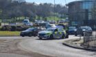 Police car blocking off the Bridge of Dee