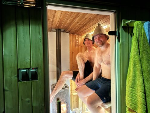 two people in sauna