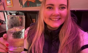 Joanna Bremner raises a glass to the camera on her tour of Inverness pubs