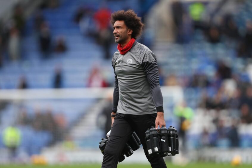 Youl Mawene, Fleetwood Town's head of sport science during the pre match warm up at Fratton Park ahead of a League One game v hosts Portsmouth. Image: Shutterstock.