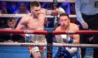 Dean Sutherland, right, is knocked out by champion Callum Walsh of Ireland at Madison Square Garden. Image: Shutterstock