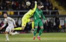 Aberdeen goalkeeper Dimitar Mitov suffered an injury as Matt Doherty scored for Ireland in their 2-1 win in Bulgaria. Image: Shutterstock