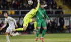 Aberdeen goalkeeper Dimitar Mitov suffered an injury as Matt Doherty scored for Ireland in their 2-1 win in Bulgaria. Image: Shutterstock