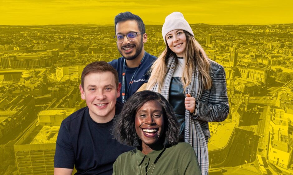 It's our Aberdeen says  Sufian Ali, Olena Samusieva, Lolu Olufemi and Darren Shinnie, as shown clockwise.