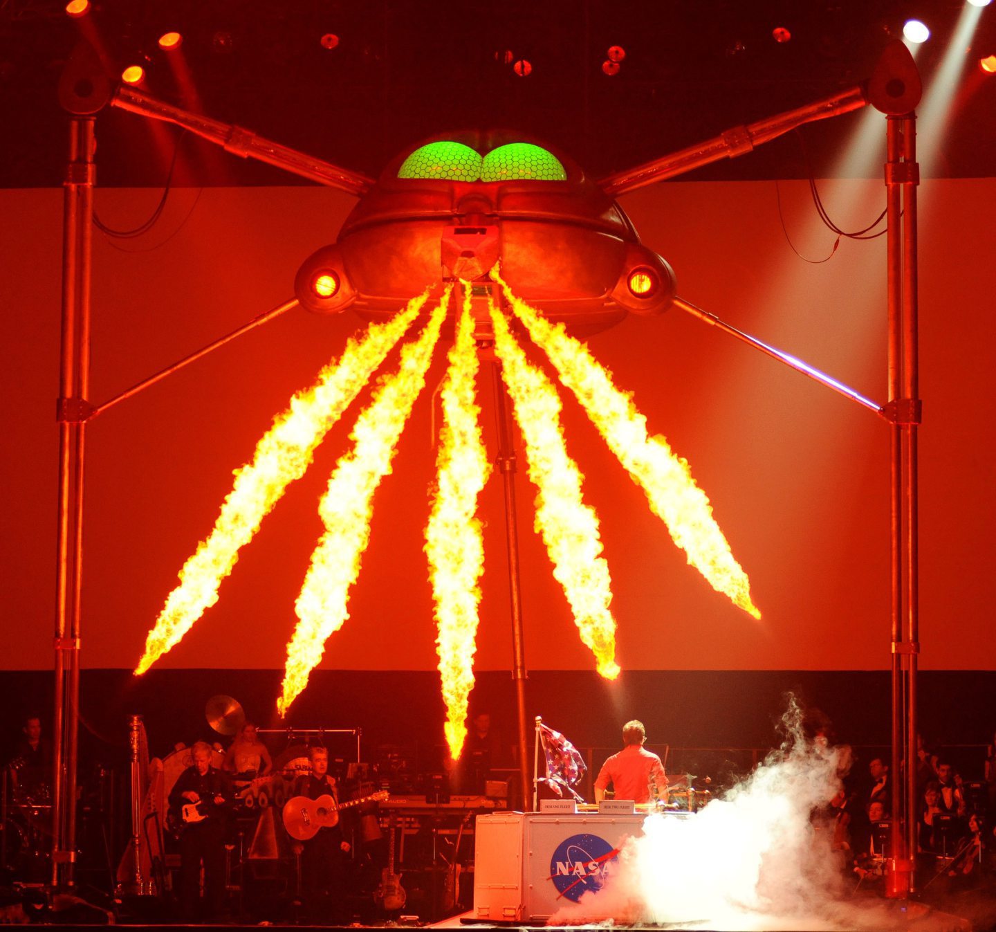A 35 foot alien breathes fire during Jeff Wayne's The War of the Worlds 