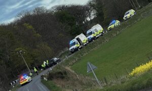 Police and emergency services on the B999. Image: Fubar News