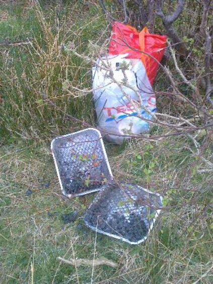 rubbish bags and barbacue waste