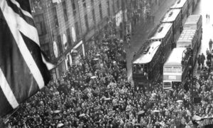 Huge crowds flooded Union Street on VE Day. Image: DC Thomson, 1945.