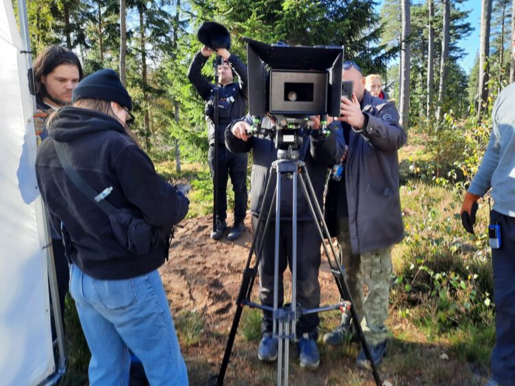 Camera set up in woodland 