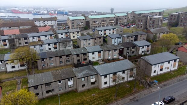 Some of the affected properties in Balnagask. Image: Kenny Elrick/DC Thomson.