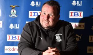 Inverness Caledonian Thistle head coach Scott Kellacher at a press conference at the Caledonian Stadium, Inverness, on April 24, 2025.